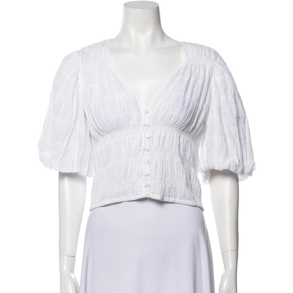 FRAME V-Neck Short Sleeve Crop Top - Picture 1 of 4